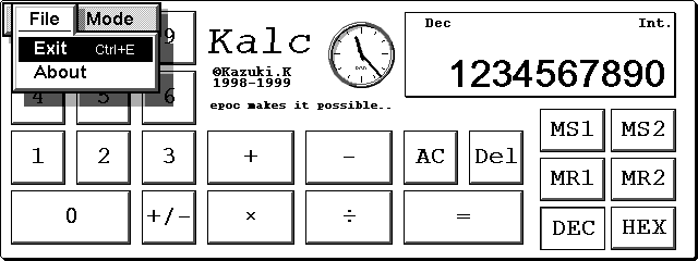 Kalc Dec/Integer mode