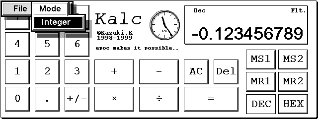 Kalc Dec/Float mode